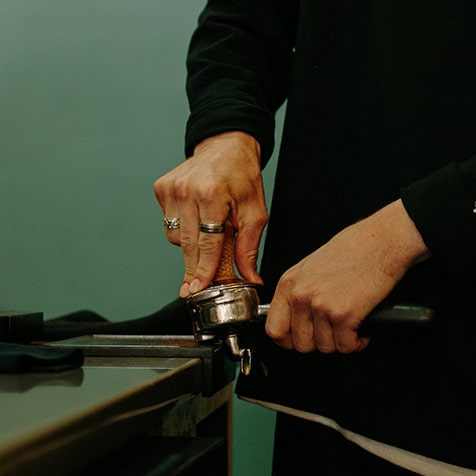 roy brady of blueprint coffee tamps espresso