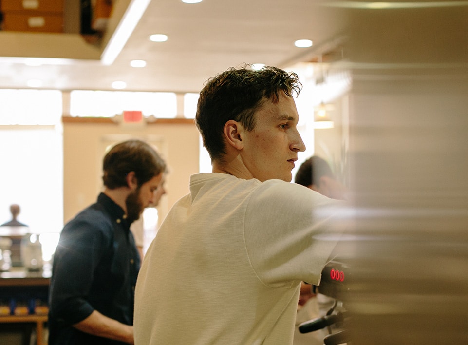 roy brady of blueprint coffee works a shift at the delmar coffee bar