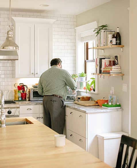 brian levine preparing a shot of espresso in his kitchen
