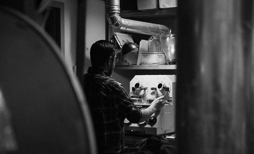 Part of Andrew's role is selecting and roasting hundreds of green coffee samples every year.