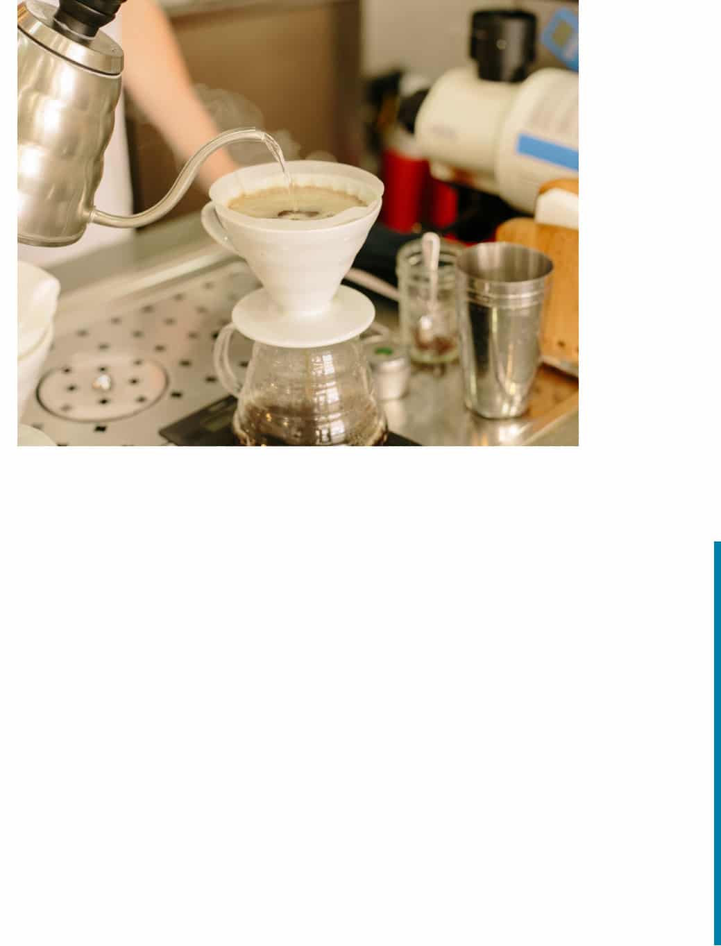 Pour in a circle pattern along the edges, making sure to saturate all grounds clinging to the edge of the filter until you reach 300g total weight. Then, pour directly in the center of the v60 until you reach your final brew weight of 370g. Pour should finish at 1:20.