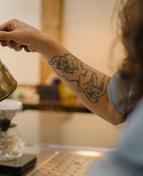 All of Ashley's tattoos originate from her own drawings.