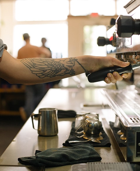 Ashley pulls espresso shots at Delmar.