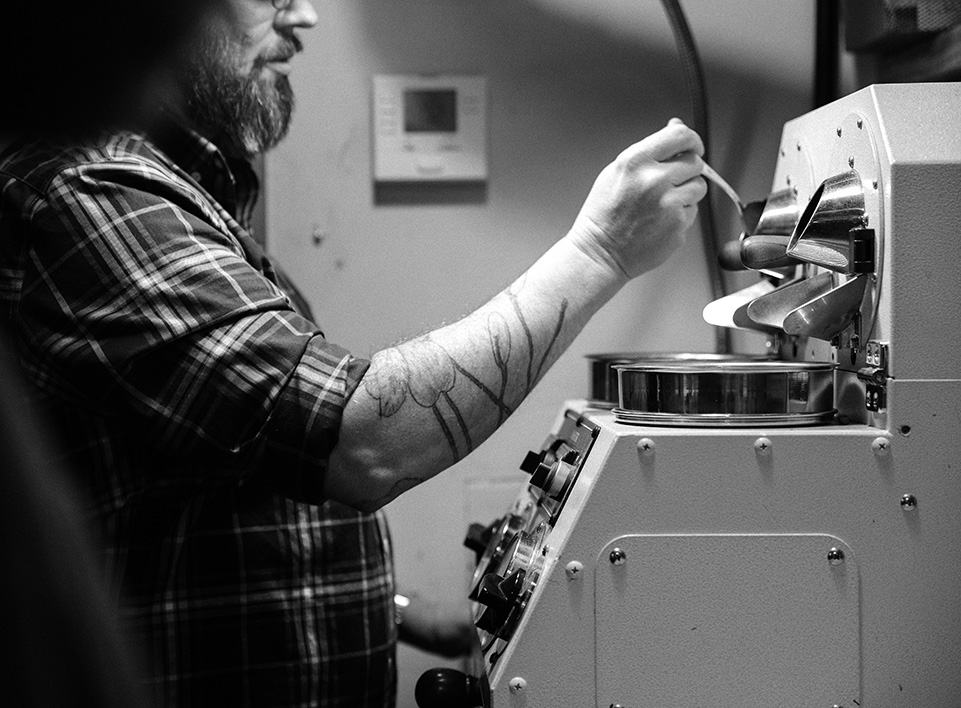 The start of finding what a coffee has to offer is on the sample roaster.