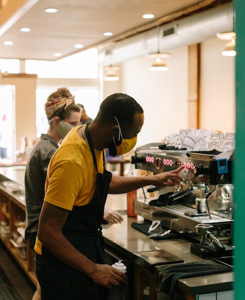 El Strickland making an espresso.